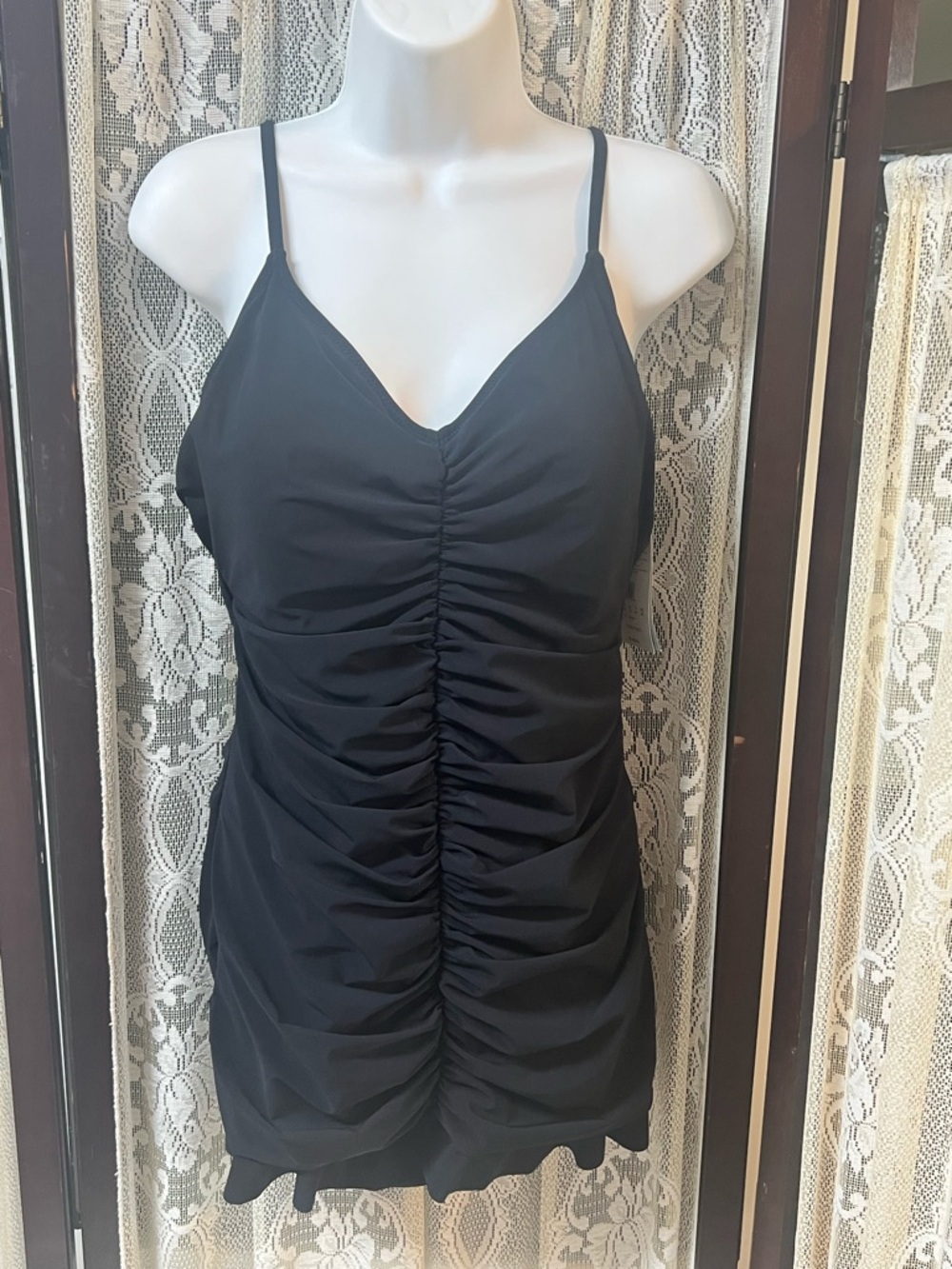 PROFILE by Gottex Black Ruched Swim Dress One Piece Tummy Control Size 16 NWT - Picture 14 of 14